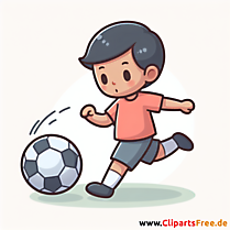 Junge nimmt den Ball im Fußball auf Brust an Clipart - Bilder zum Thema Fußball