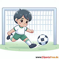 Junge schießt elf Meter im Fußball Clipart - Bilder zum Thema Fußball