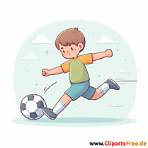 Junge schießt Freistoß im Fußball Clipart - Bilder zum Thema Fußball