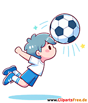 Junge schießt Kopfball Clipart - Bilder zum Thema Fußball