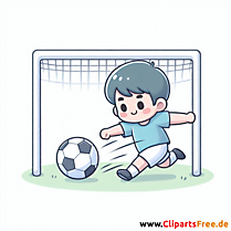 Junge schießt Tor im Fußball Clipart - Bilder zum Thema Fußball