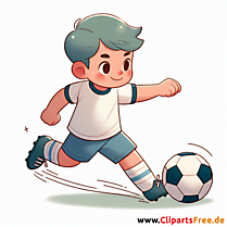 Junge spielt Fußball als Verteidiger Clipart - Bilder zum Thema Fußball