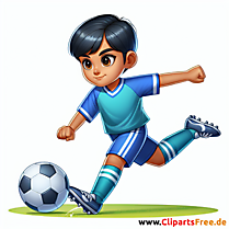 Kind als Torjäger Clipart - Bilder zum Thema Fußball
