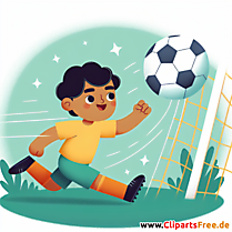Kind schießt Tor im Fußball Clipart - Bilder zum Thema Fußball
