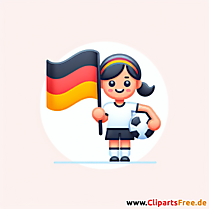 Mädchen als Fußballspieler mit deutscher Flagge Clipart - Bilder zum Thema Fußball