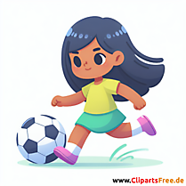 Mädchen dribbelt den Fußball Clipart - Bilder zum Thema Fußball