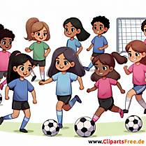 Mädchen im Fußballtraining Clipart - Bilder zum Thema Fußball