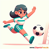 Mädchen im Trikot schießt Tor im Fußball Clipart - Bilder zum Thema Fußball