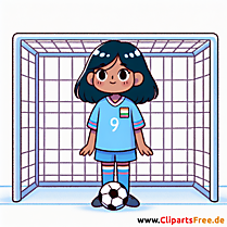 Mädchen im Trikot steht im Fußballtor Clipart - Bilder zum Thema Fußball