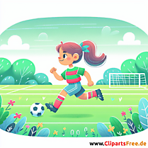 Mädchen läuft auf dem Fussballfeld Clipart - Bilder zum Thema Fußball