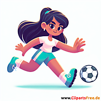 Mädchen nimmt den Ball im Fußball an Clipart - Bilder zum Thema Fußball