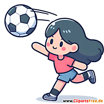 Mädchen schießt Ball über dem Kopf im Fußball Clipart - Bilder zum Thema Fußball