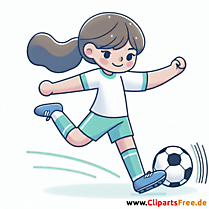 Mädchen schießt Eckball Clipart - Bilder zum Thema Fußball