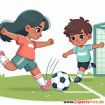 Mädchen schießt Eckball im Fußball Clipart - Bilder zum Thema Fußball