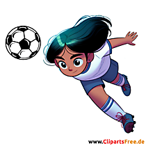 Mädchen schießt Kopfball im Fußball Clipart - Bilder zum Thema Fußball
