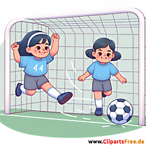 Mädchen schießt Tor im Fussball Clipart - Bilder zum Thema Fußball