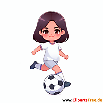 Mädchen spielt als Mittelfeld Clipart - Bilder zum Thema Fußball