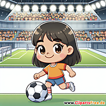 Mädchen spielt Fußball im Stadion Clipart - Bilder zum Thema Fußball