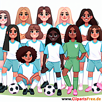 Mädchenfußballteam Clipart - Bilder zum Thema Fußball