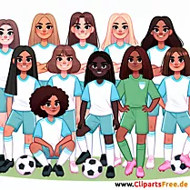 Mädchenfußballteam Clipart - Bilder zum Thema Fußball