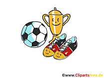 Pokal, Ball, Fussballschuhe Cliparts