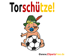 Torschütze Baby mit Fussball Clipart