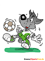 Wolf spielt Fussball Illustration, Comic, Cartoon