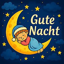 Gute Nacht Bild - Kind schläft auf dem Mond