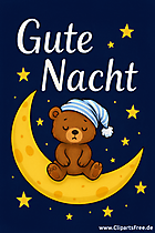 Gute Nacht Clipart - Bär auf dem Mond