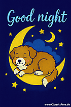 Gute Nacht Clipart - Hund schläft auf dem Mond