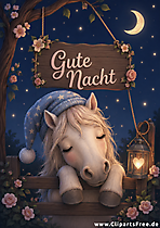 Gute Nacht Wünsche mit Pferd Clipart