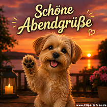 Schöne Abendgrüße - niedlicher Hund Clipart