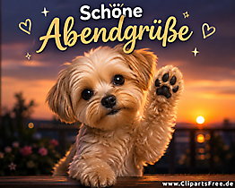 Schöne Abendgrüße mit einem süßen Hund