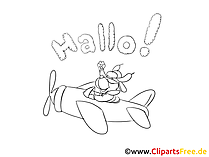 Zum Malen Bild zum Thema Hallo - Motorflugzeug