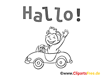 Kabriolet Clipart - Bilder mit Überschrift Hallo