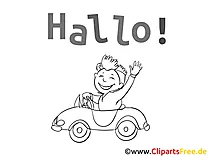 Kabriolet Clipart - Bilder mit Überschrift Hallo