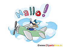 Hallo Cartoon Clipart, Bild, Grafik, Grusskarte