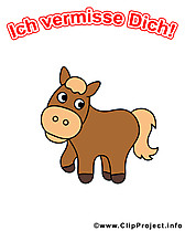 Vermisse Dich Clipart mit schönem Pony-Pferd