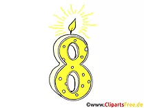 8 Geburtstag Geburtstagstorte mit Kerze Clipart