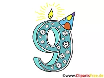9 Geburtstag Bild-Karte-Clipart