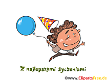 Alles Gute zum Geburtstag po Polsku Clipart, Grusskarte
