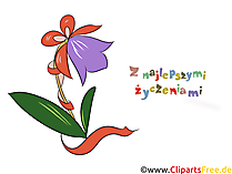 Blume zum Geburtstag Clipart, Bild - Geburtstagswünsche auf Polnisch