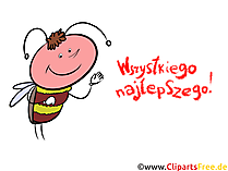 Geburtstag Cartoonglückwunschkarte auf Polnisch