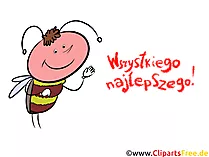 Geburtstag Cartoonglückwunschkarte auf Polnisch
