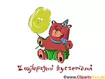 Geburtstagsglückwunsch auf Polnisch Clipart, E-Karte, Illustration