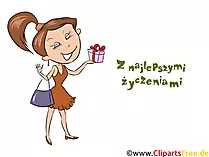 Gratulation für eine Frau zum Geburtstag auf Polnisch Bild, Clipart