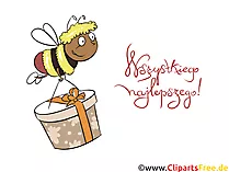 Grusskarte Alles Gute auf Polnisch Clipart, Bild, Cartoon