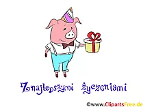 Herzlichen Glückwunsch zum Geburtstag auf Polnisch Clipart, Karte
