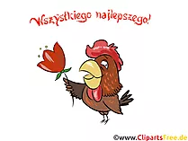 Huhn mit Blume Grusskarte - Alles Gute auf Polnisch