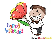 Birthday Clipart, Smiling Boy, Flower, free Image